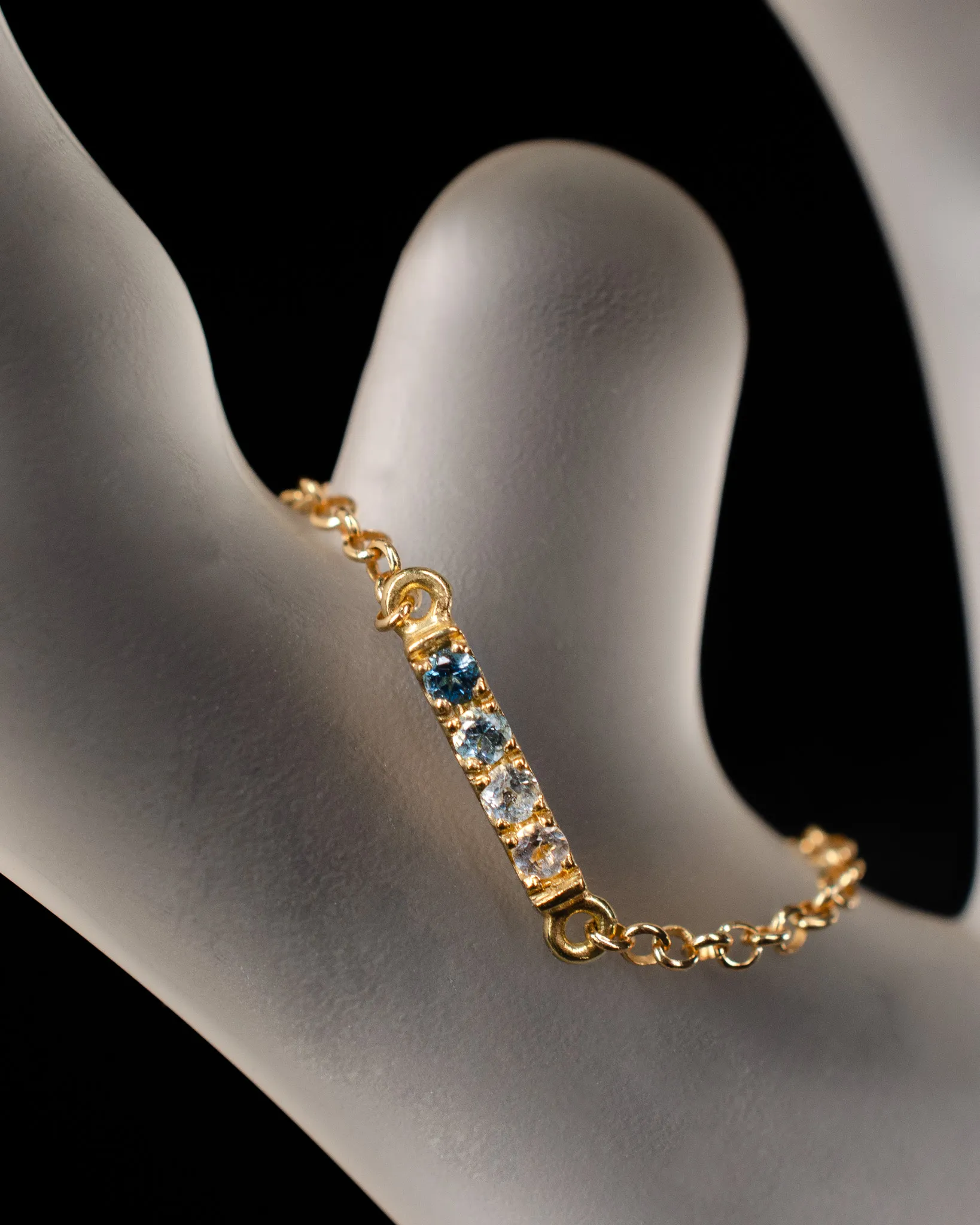 Anel Linha topázio azul