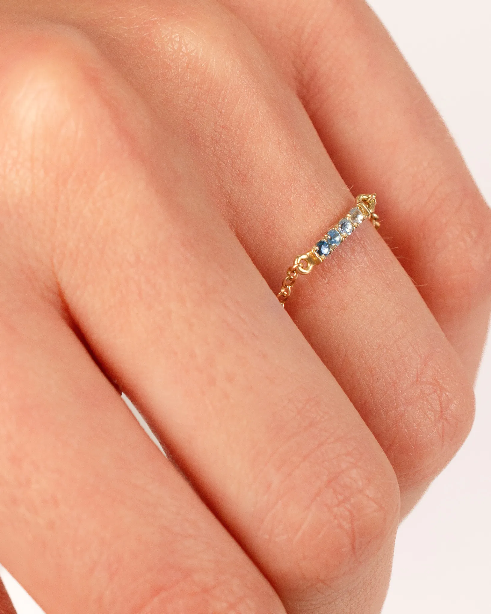 Anel Linha topázio azul